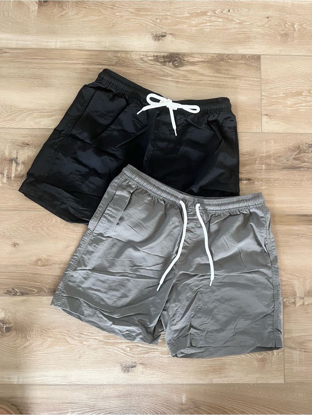 RSQ Set of Two Drawstring Swim/Active Shorts in Black and Gray LIKE NEW